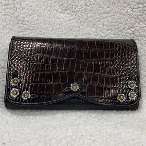 Brighton brown black wallet/clutch with silver